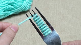 Super Easy Flower Craft Ideas with Woolen  Hand Embroidery Amazing Trick  Wool Flower Design [upl. by Carola627]