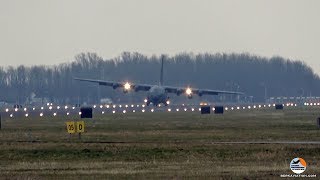 French Air Force C130H at EHLW  Crosswind landing [upl. by Boyes]