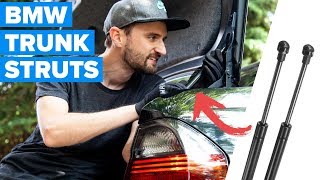 HOW TO REPLACE BMW TRUNK STRUTS  Easy 5 Minute DIY [upl. by Akinnej]