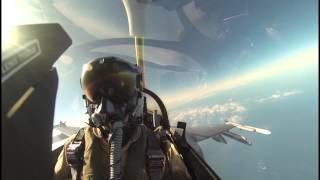 Aerial fight Dutch F16 vs US F15 over North Sea  English description [upl. by Lindy]