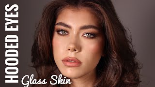 How To Apply Makeup on Hooded Eyes amp Glass Skin Tutorial  Claudia Neacsu [upl. by Stag]