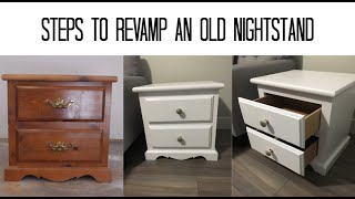 Nightstand Makeover with White Paint  Beginners Guide [upl. by Sillsby]