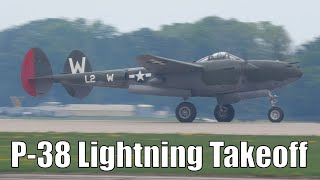 P38 Lightning Takeoff During Airshow at Oshkosh 2021 [upl. by Aikemat]