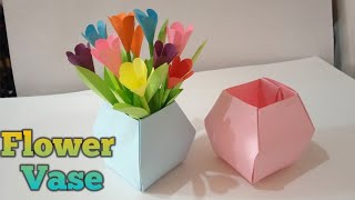 DIY Flower Pot  How To Make Paper Flower Pot Vase [upl. by Viola]