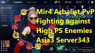 Mir4 Arbalist PvP Fighting against higher PS enemies [upl. by Atinuahs]