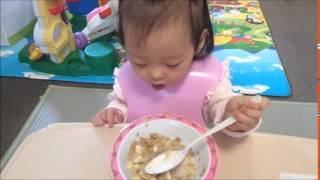 Baby eating breakfast  16 months [upl. by Hourigan]