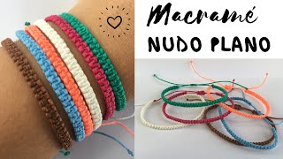 PULSERA MACRAME fácil  NUDO PLANO ♥ PULSERAS de HILO [upl. by Assirhc]