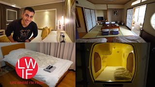 Where to Stay in Japan  Hotel Ryokan Capsule AirBNB Guest House Hostel [upl. by Kyl]