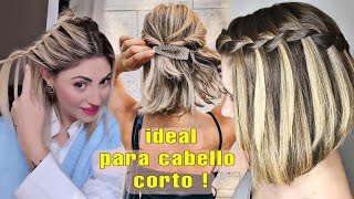 PEINADOS FÁCILES CON TRENZAS PARA CABELLO CORTO  chicas fashions [upl. by Chere202]