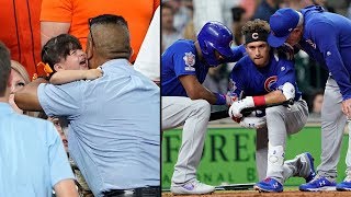 Albert Almora Jrs foul ball strikes child as Cubs face off against Astros in Houston  ABC7 [upl. by Kannav]