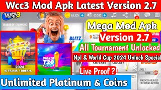 Wcc3 Mod Apk Latest Version 27  Wcc3 Npl Unlock 2024  All Tournament Unlock Unlimited Platinum🔓 [upl. by Sherborn400]