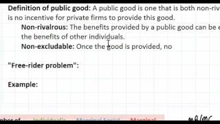 Public Goods as a Market Failure  part 1 [upl. by Vallonia461]