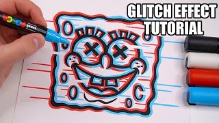 How To Draw The GLITCH EFFECT Tutorial [upl. by Annavoig]