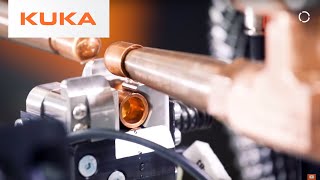 Robotic Spot Welding of Aluminum Components  KUKARoboSpin [upl. by Sollie]