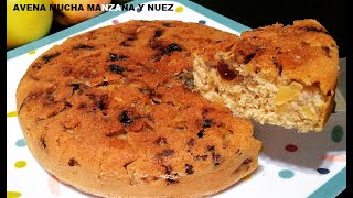 TARTA DE MANZANA PASAS NUEZ AVENA Y SIN HORNO HUMEDA Y DELICIOSA [upl. by Onailimixam]