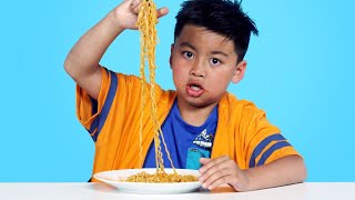 Spicy Noodle Challenge  Kids Try  HiHo Kids [upl. by Shipman]