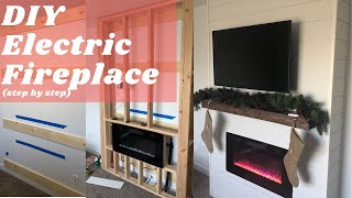 DIY Electric Fireplace Wall Step By Step  Shiplap [upl. by Rooney]