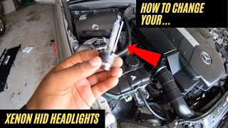 How to Change Your XENON Low Beam Headlight On Your Mercedes CLK DIY [upl. by Eelrebma]