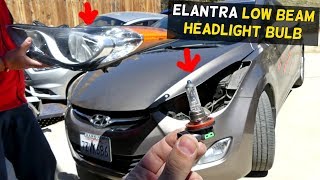 HYUNDAI ELANTRA LOW BEAM HEADLIGHT BULB REPLACEMENT 2011 2012 2013 2014 2015 2016 [upl. by Giacinta]