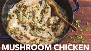 Creamy Herb Mushroom Chicken Recipe [upl. by Adiesirb217]