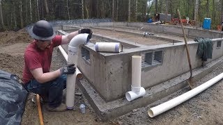 Building a new house drain piping installation around foundation [upl. by Enahpad]