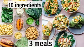 10 ingredients 3 effortless vegan meals  VEGAN MEAL PREP PDF guide [upl. by Lavern870]