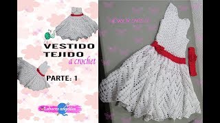 VESTIDO TEJIDO A CROCHET PARTE 1 DE 3  Labores Angélika [upl. by Losyram399]