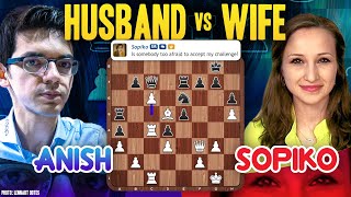 Husband vs Wife  Anish vs Sopiko in Banter Blitz with Anish Giri [upl. by Ahtenek991]