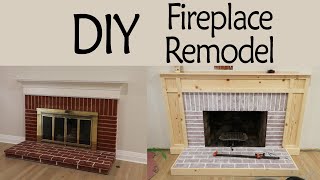 DIY Fireplace Remodel Pt 1 Whitewashing Brick amp Custom Surround [upl. by Oriole]