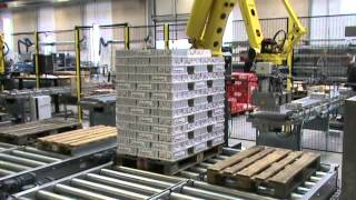 Fully automatic robot palletizing system [upl. by Neladgam]