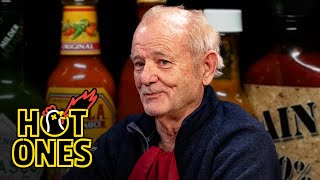 Bill Murray Doesn’t Flinch While Eating Spicy Wings  Hot Ones [upl. by Yesak208]