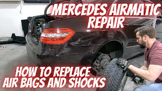 I Replaced My Mercedes AIRMATIC Air BAGS and SHOCKS  E550  E350  W212  Suspension How To  DIY [upl. by Dnivra523]