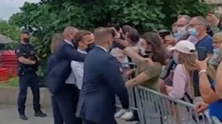 Watch French President Macron get slapped across the face while in southern France [upl. by Tselec]