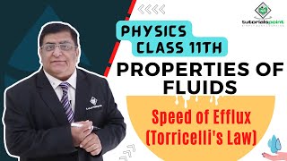 Class 11th – Speed of Efflux Torricellis Law  Properties of Fluids  Tutorials Point [upl. by Geddes]