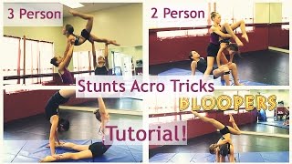 Best 3 Person 2 Person Stunts Acro Tricks Tutorial [upl. by Ytrebil]