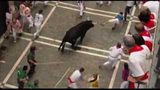 Three Gored In Pamplona Bull Run [upl. by Anujra]