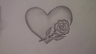 So malt zeichnet man ganz einfach ein Herz Und Eine Rose How to draw a heart and a rose [upl. by Adnahsed]