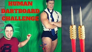 The HUMAN DARTBOARD CHALLENGE Extreme Pain  Bodybuilder VS Throwing Darts [upl. by Nesiaj]