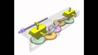 Gear and twin slidercrank mechanism 1 [upl. by Maxine]