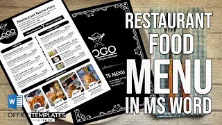 How to Design Printable Restaurant Food Menu Card in MS Word  DIY Food Menu Template [upl. by Eiroc956]