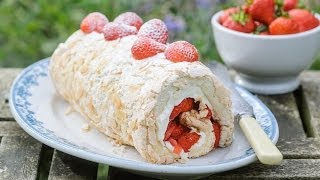 Sweet Eve Strawberry Meringue Roulade recipe [upl. by Nazar]