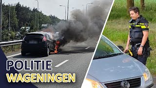 Politie  Wageningen  Spookvoertuig  Autobrand  Snelweg [upl. by Ahsenid]