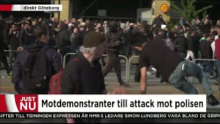 Motdemonstranter attackerar polisen  Nyheterna TV4 [upl. by Driscoll555]