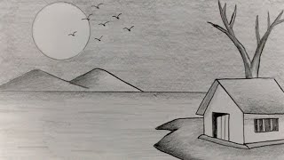 Vẽ Tranh Phong Cảnh Bằng Bút Chì 6B từng bước  how to draw simple scenery with pencil [upl. by Weintrob206]