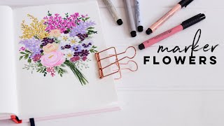 How To Illustrate Loose Florals Using Markers  Brush Pens [upl. by Jamel]