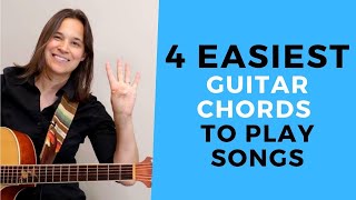 4 EASIEST Absolute Beginner Guitar Chords To Play REAL Songs [upl. by Colin]