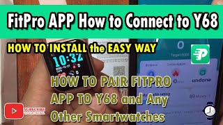 FitPro app How to Install and Connect Y68 Smartwatch to Android Smartphone [upl. by Duma408]