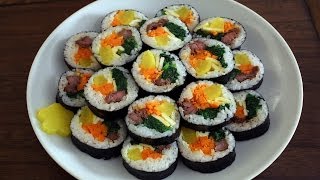 How to make gimbap aka kimbap 김밥 [upl. by Akinnor]