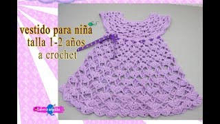 VESTIDO PARA NIÑA TALLA 12 AÑOS A CROCHET  Labores Angélika [upl. by Sualohcin443]