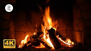 Crackling Fireplace w Thunder Rain amp Howling Wind Sounds  10 Hours 4K [upl. by Arayc]